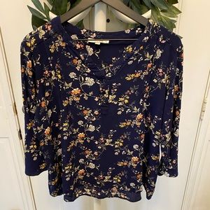 Fun 2 Fun Dark Floral Popover Top 2XL XXL